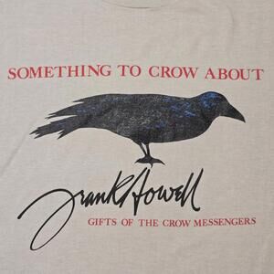 Vintage Frank Howell Shirt Mens Medium Gray Crow Art Graphic Gifts Messenger 90s